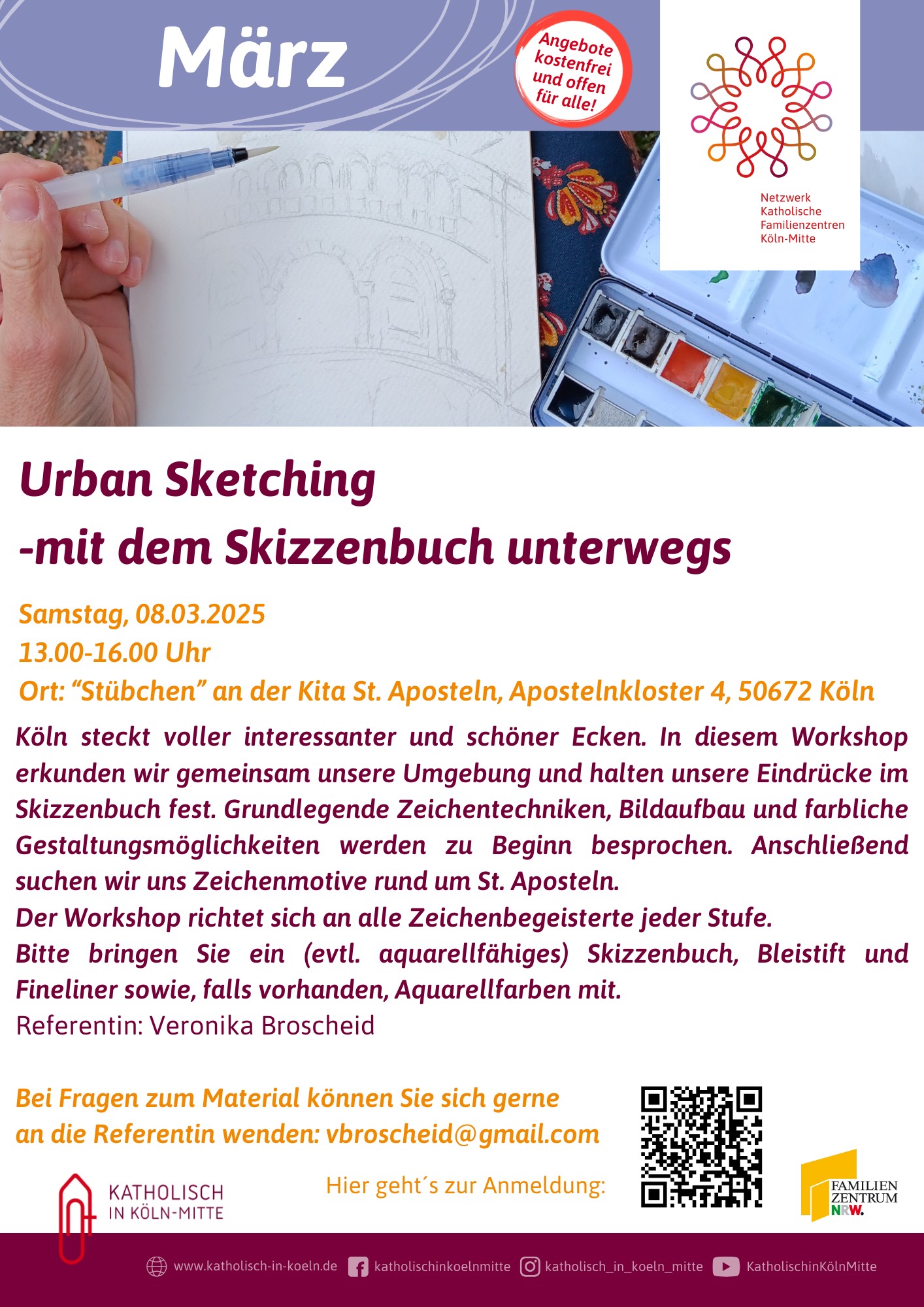 Urban Sketching Kurs rund um St. Aposteln, Köln